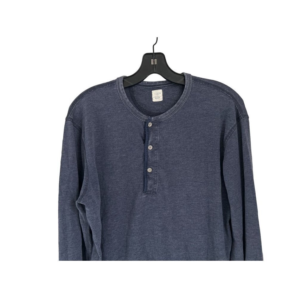 J.CREW Henley Cotton Long Sleeve Washed Blue Size Med